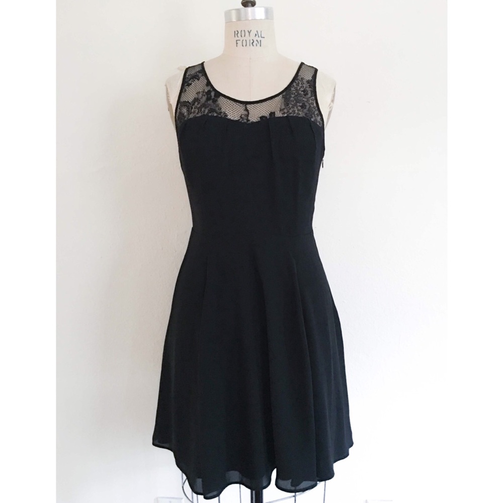 Express Criss Cross Lace Back Black Dress